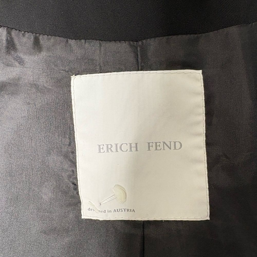 ERICH FEND Long Black Belted Trench Coat Women’s Size 14 US - Picture 9 of 13